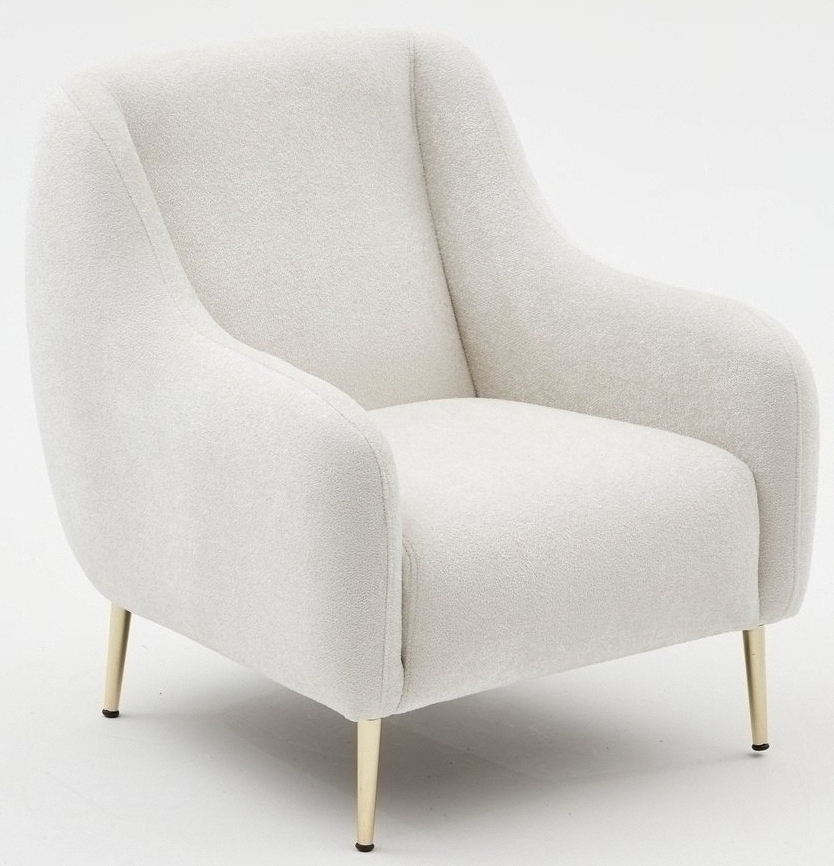 Simena fauteuil - Creme wit/goud