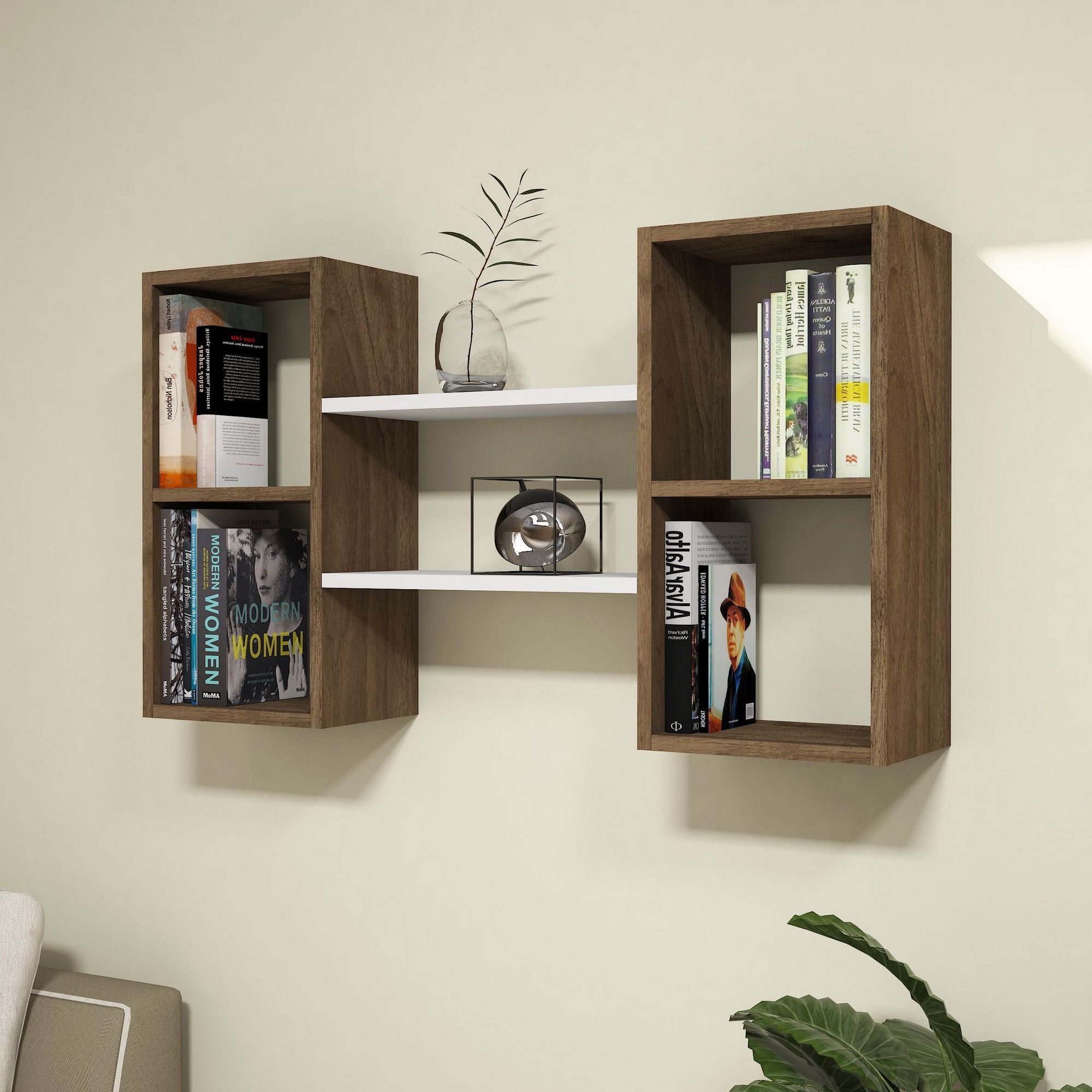 Bambi wandplank - Wit/walnoot