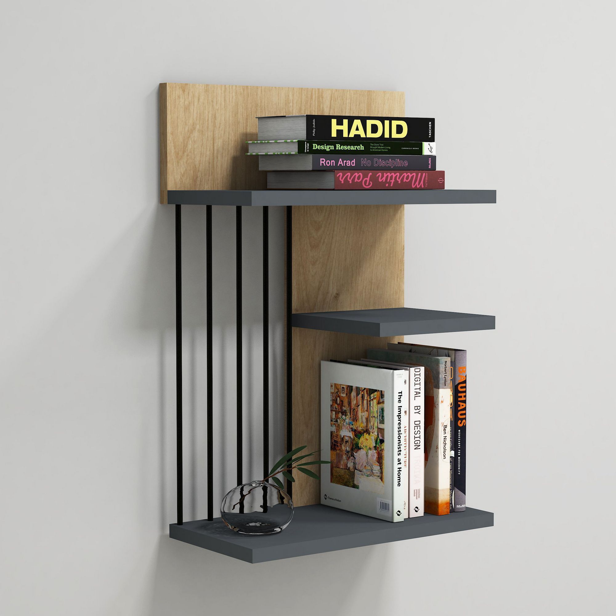 Nezma wandplank - Saffier/antraciet