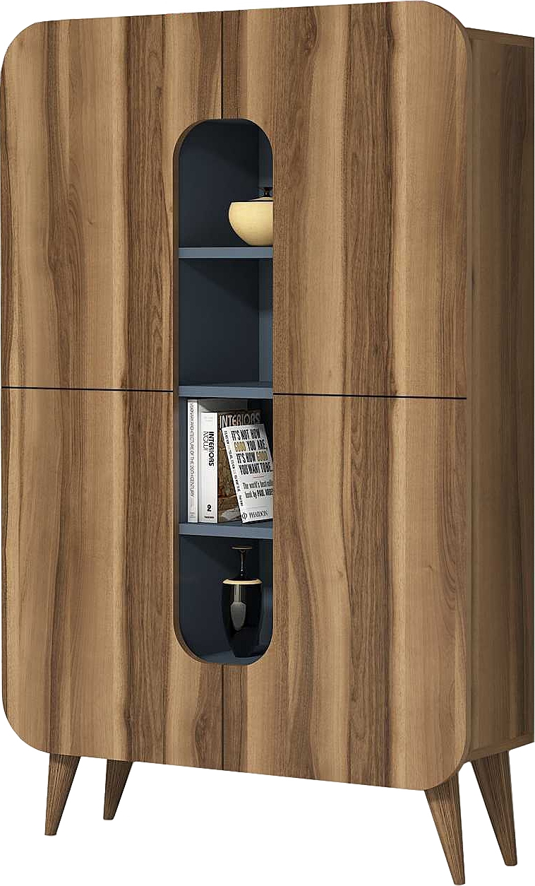 Mijnkast - Walnoot/blauw