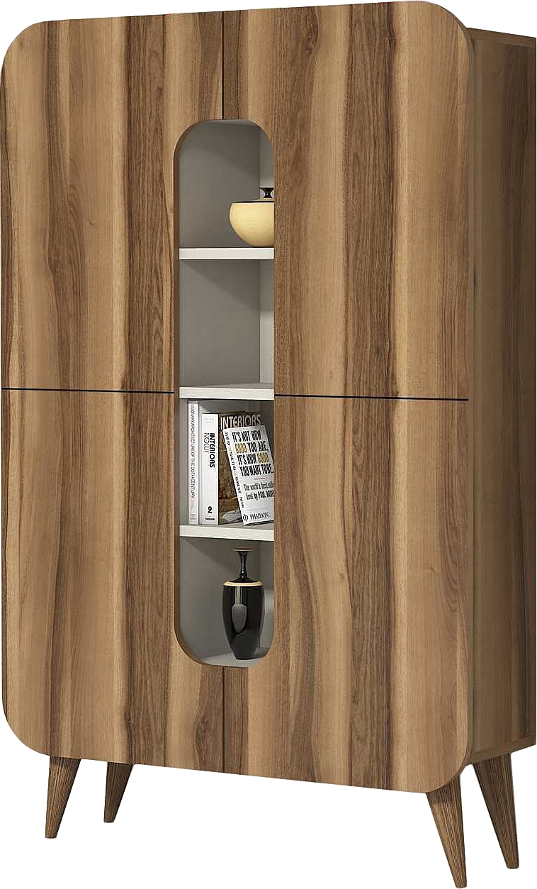 Mijnkast - Walnoot/roomwit