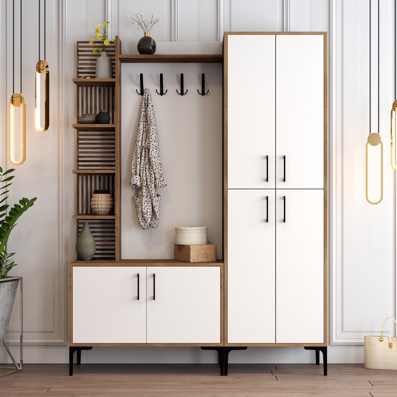 Viyana hallmöbel 150 cm - Valnöt/vit Viyana hallmöbel 150 cm - Valnöt/vit