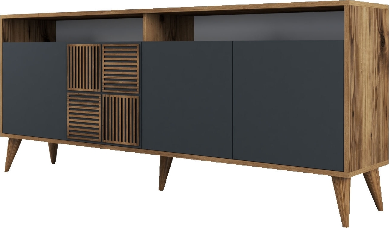 Milan dressoir 180 cm - Walnoot/antraciet