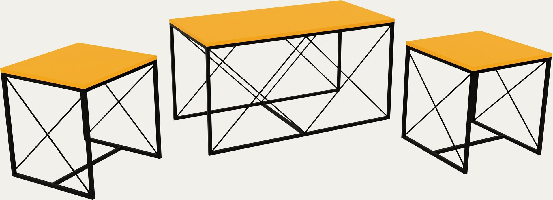 Ravina salontafel 45/100 x 45/50 cm - Geel/zwart