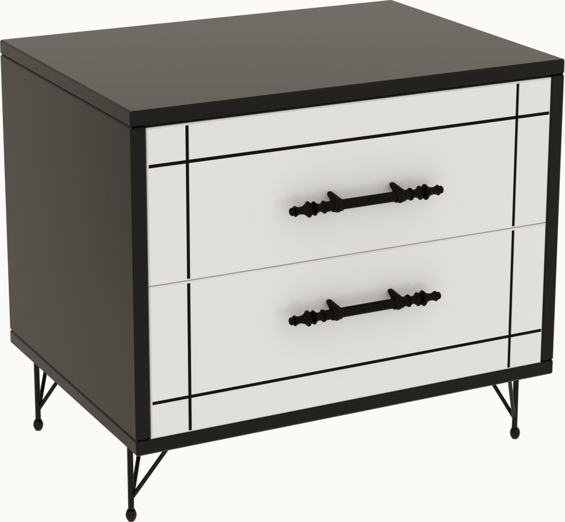 Nachtkastje - Wit/zwart