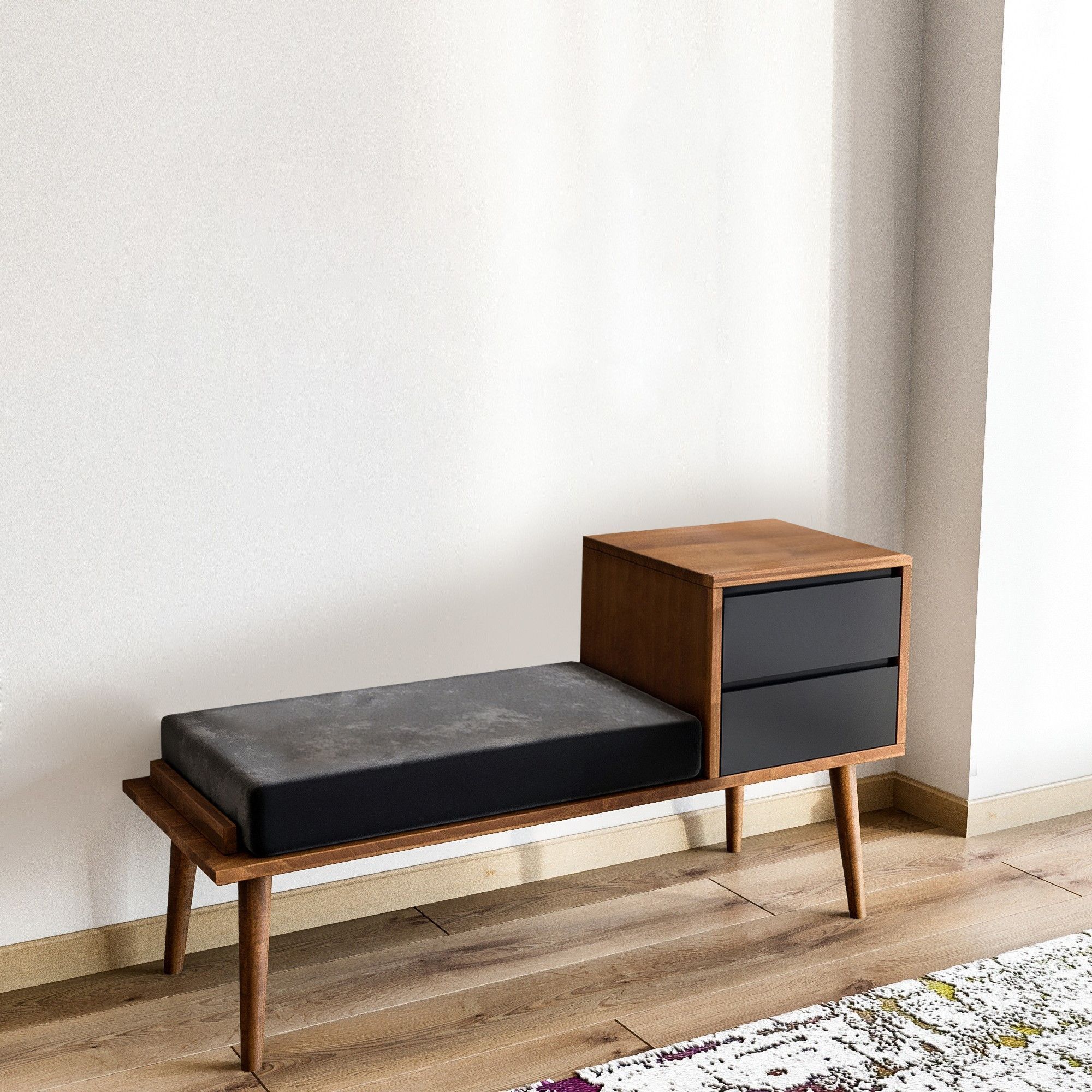 Zuurbank - Walnoot/antraciet