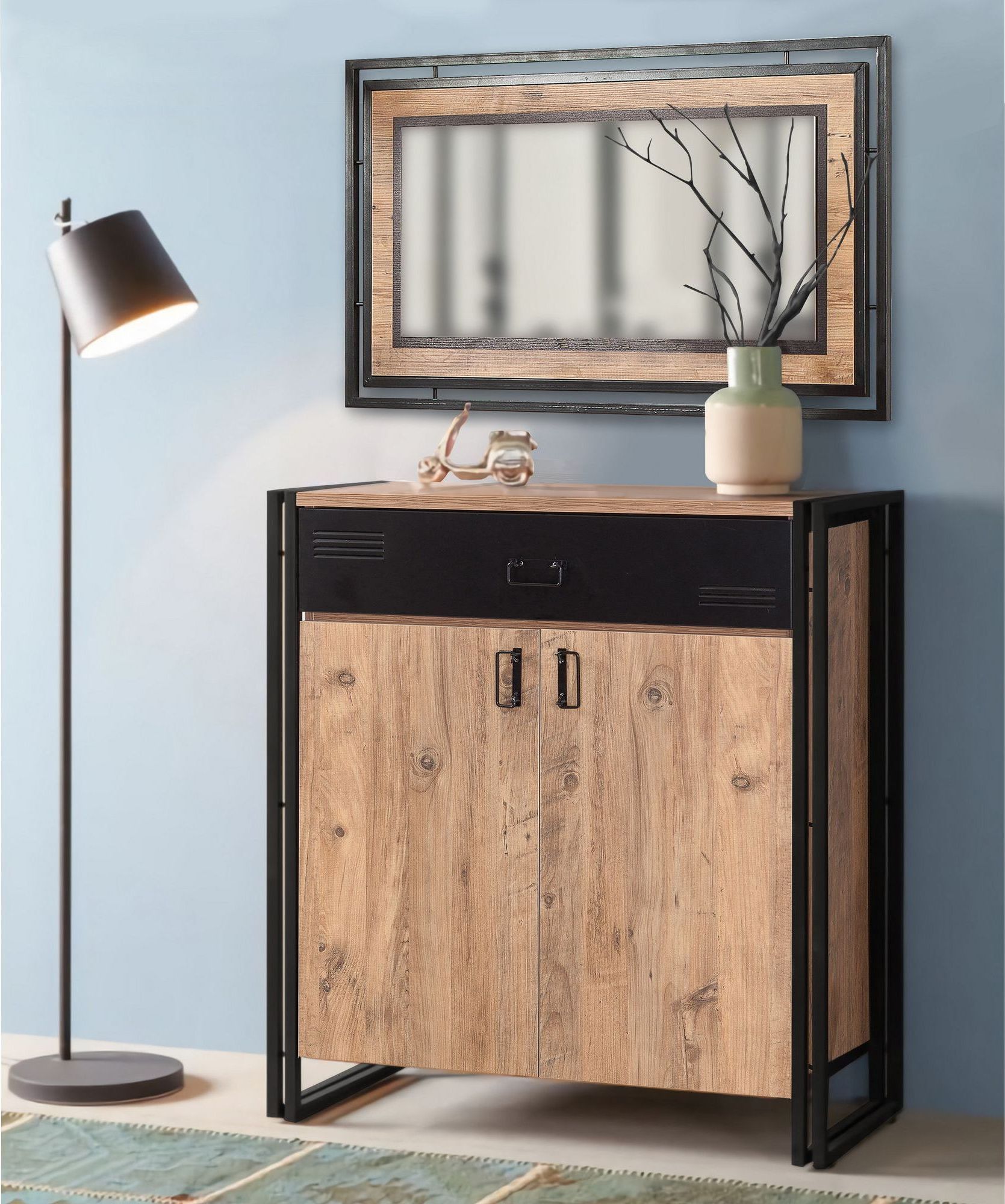 Cosmo Pesus skoskåp - Furu/svart Cosmo Pesus skoskåp - Furu/svart