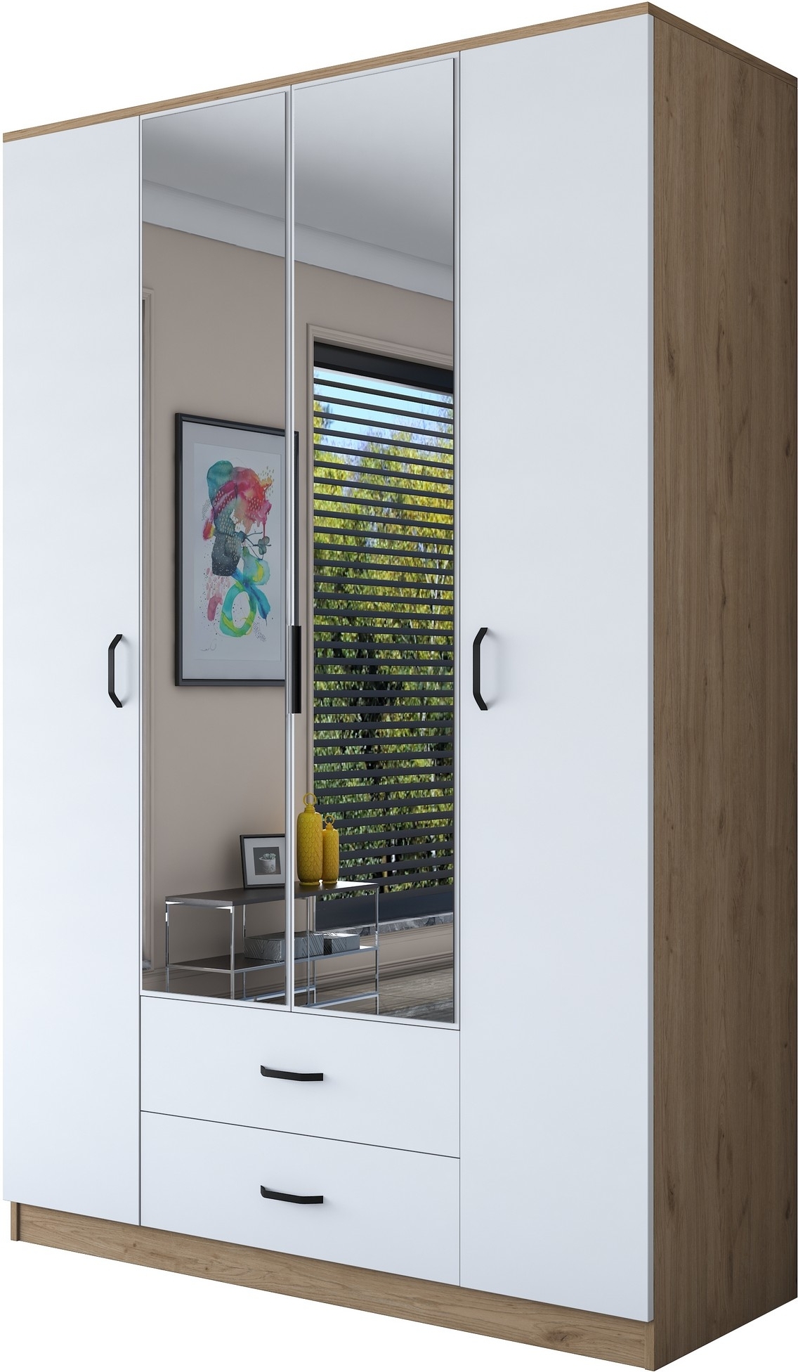 Bardo garderob 140 x 51,5 x 210 cm - Valn�t/vit