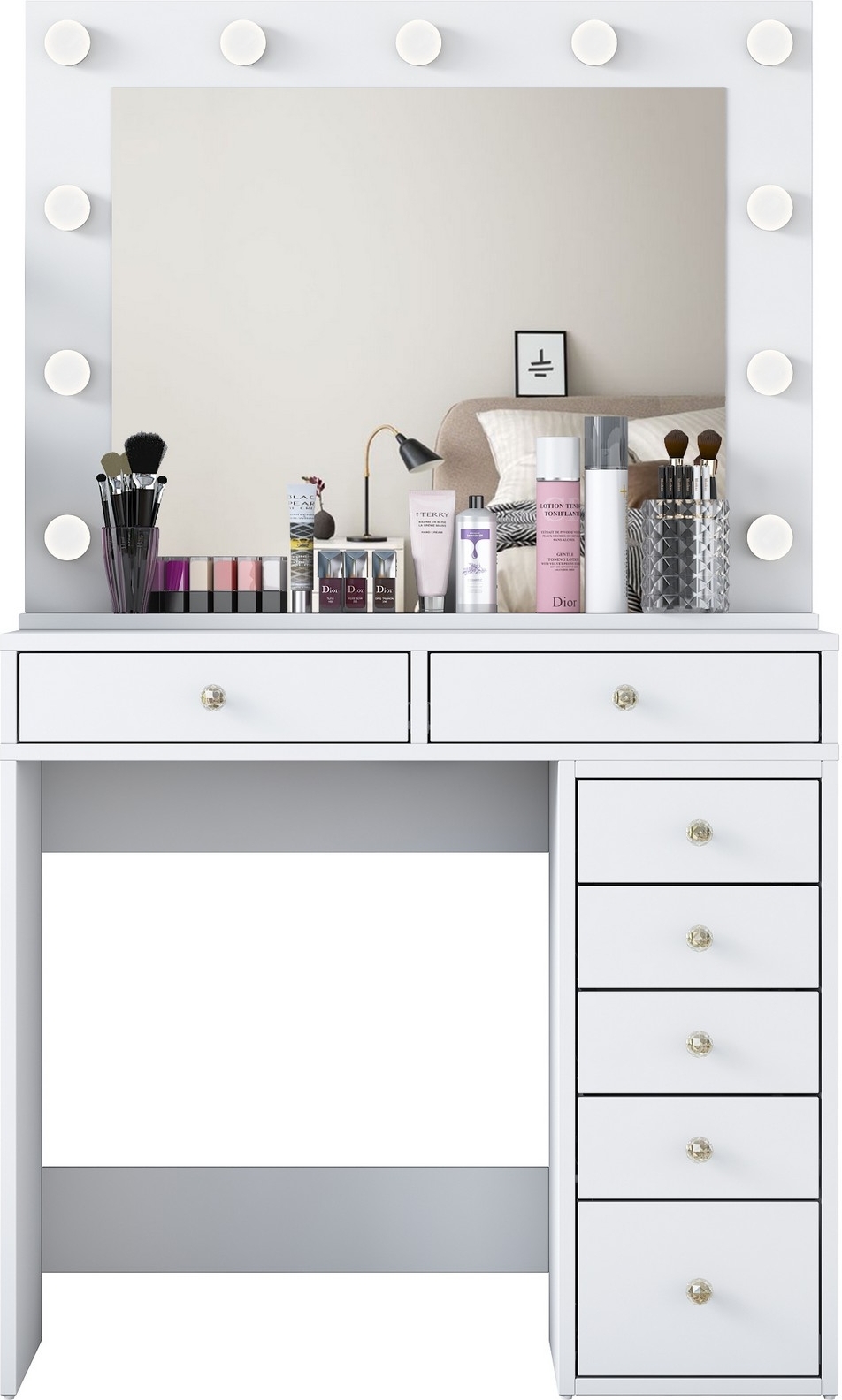 Bijou sminkbord 15 - 90 x 44,5 cm - Vit