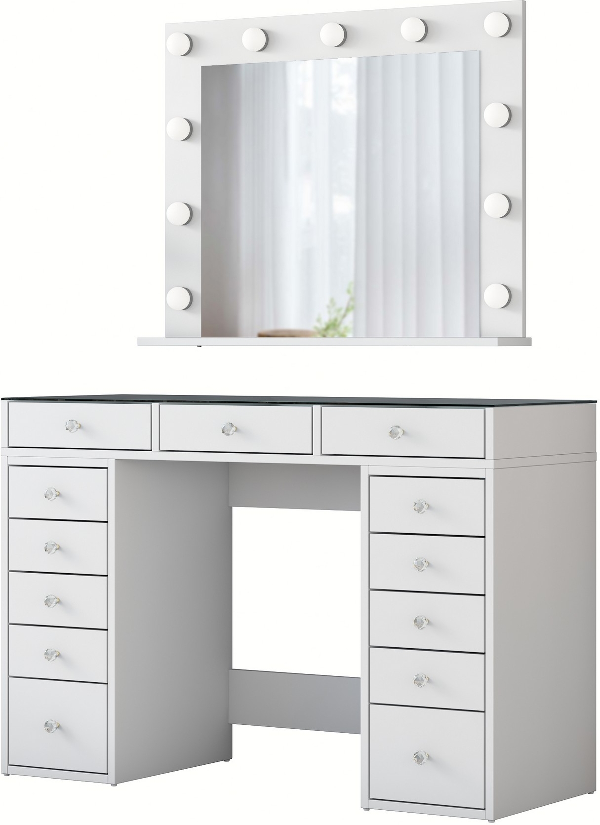 Bijou kaptafel met spiegel 18 - 120 x 44,5 cm - Wit