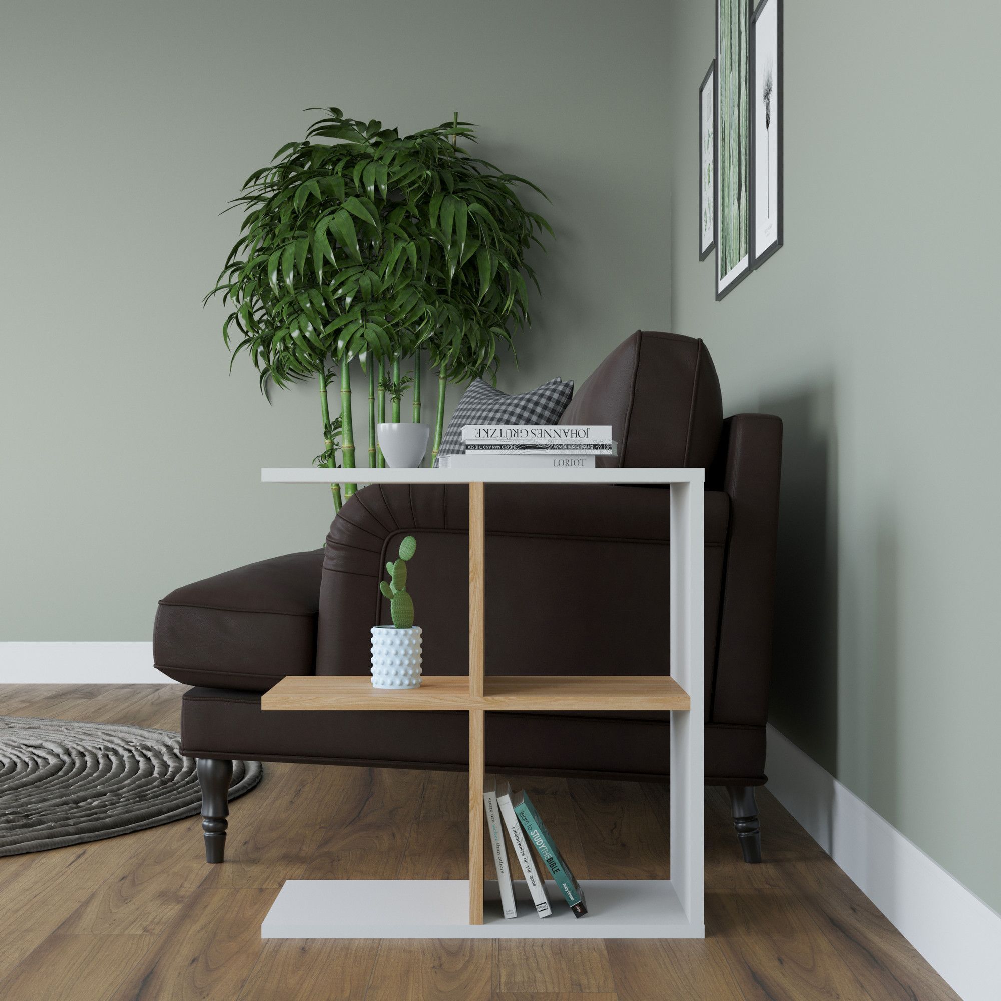 Hamlet bijzettafel 59,6 x 29,6 cm - Wit/eiken