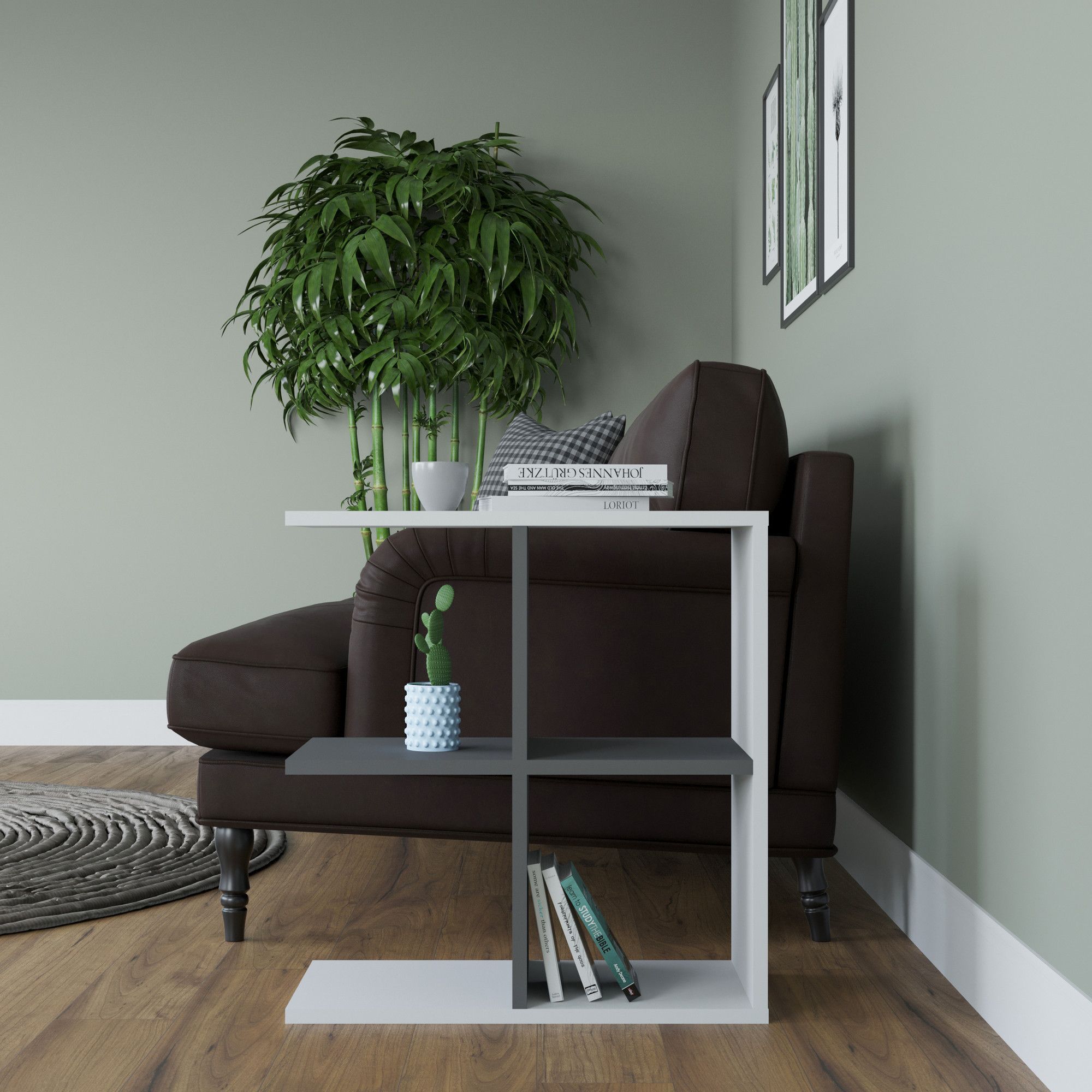 Hamlet bijzettafel 59,6 x 29,6 cm - Wit/antraciet