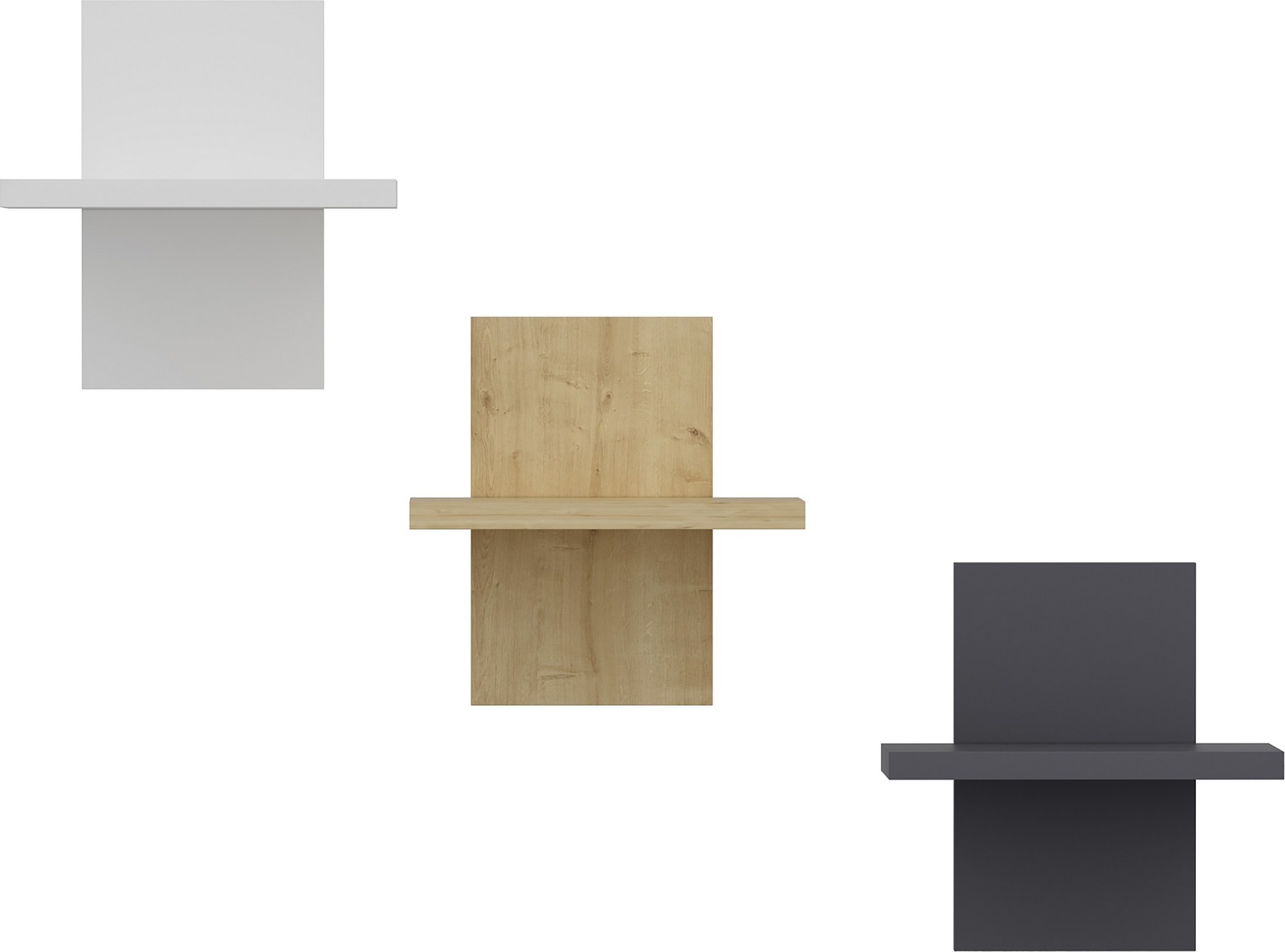 Quincy wandplank Wit/antraciet/eiken