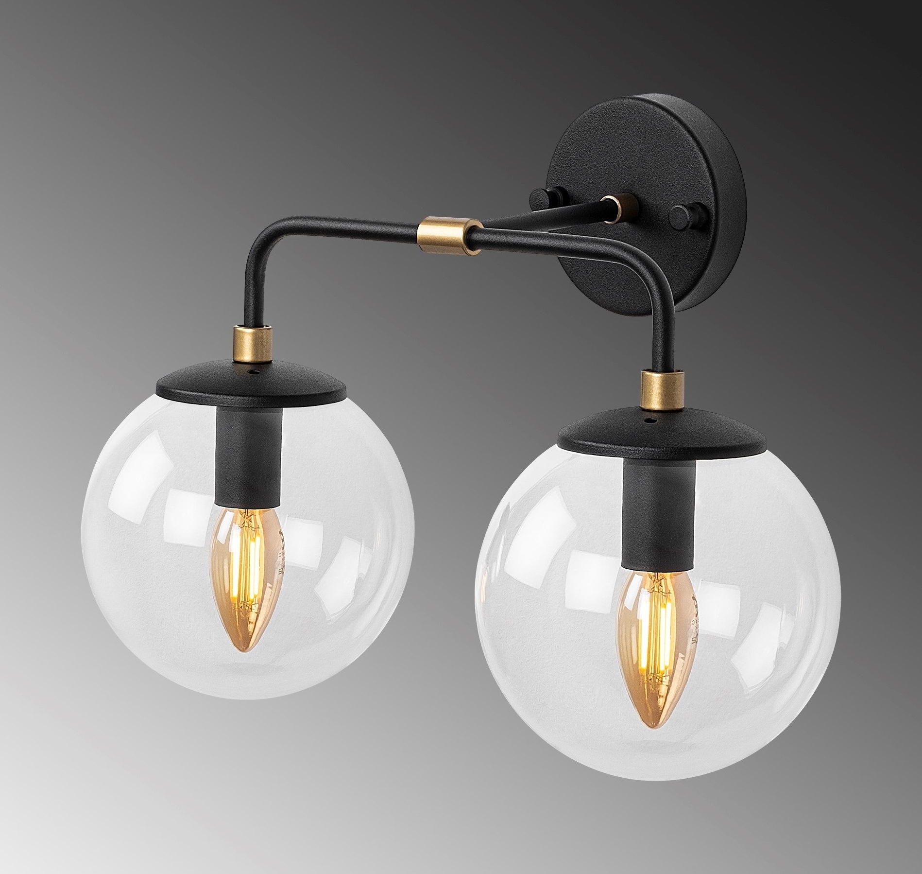 Hoorn wandlamp 12213 - Zwart