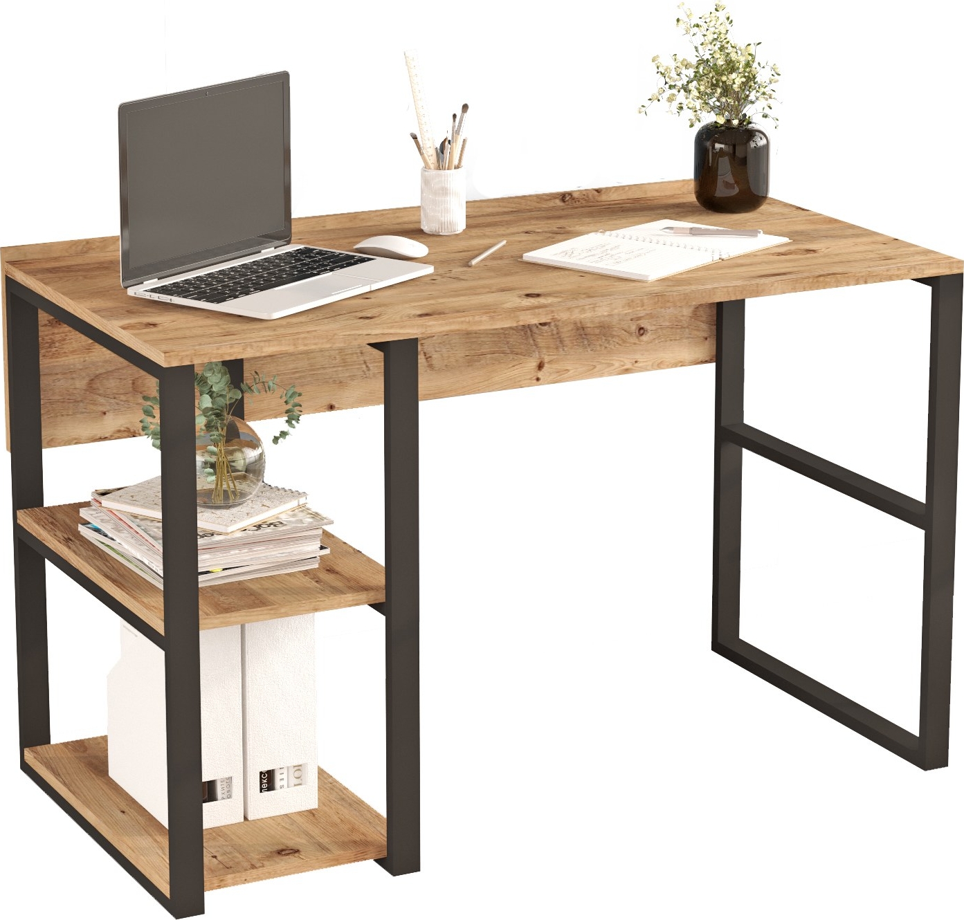 Metal skrivbord 120 x 60 cm - Furu Metal skrivbord 120 x 60 cm - Furu