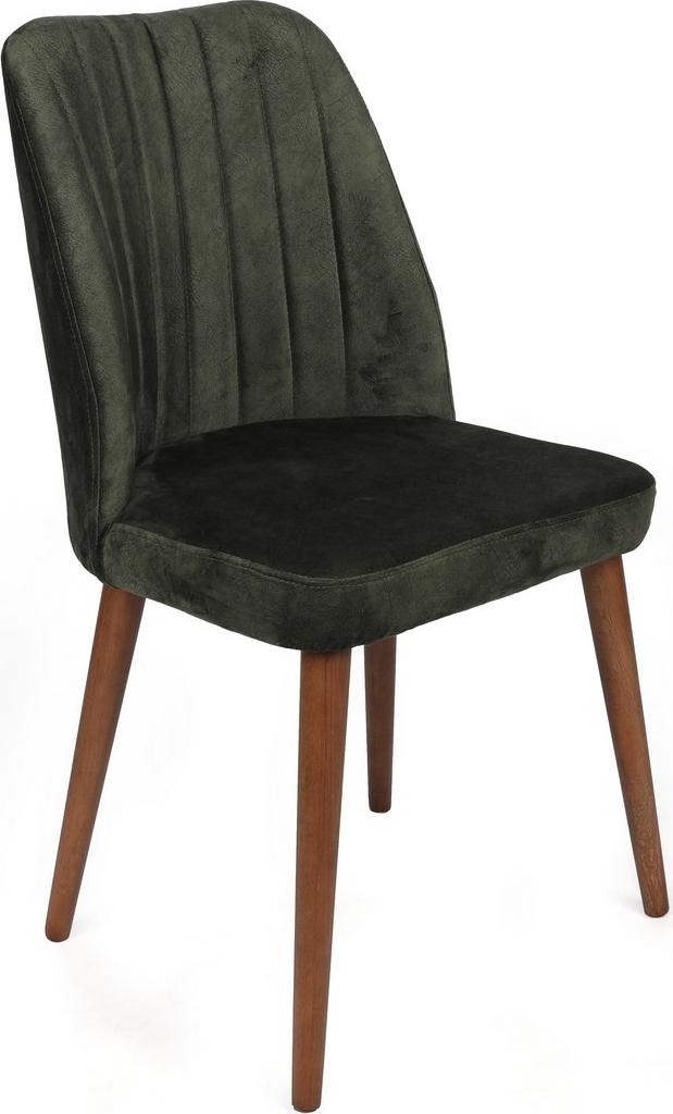 Alfred eetkamerstoelen set - Kaki/walnoot Alfred eetkamerstoelen set - Kaki/walnoot