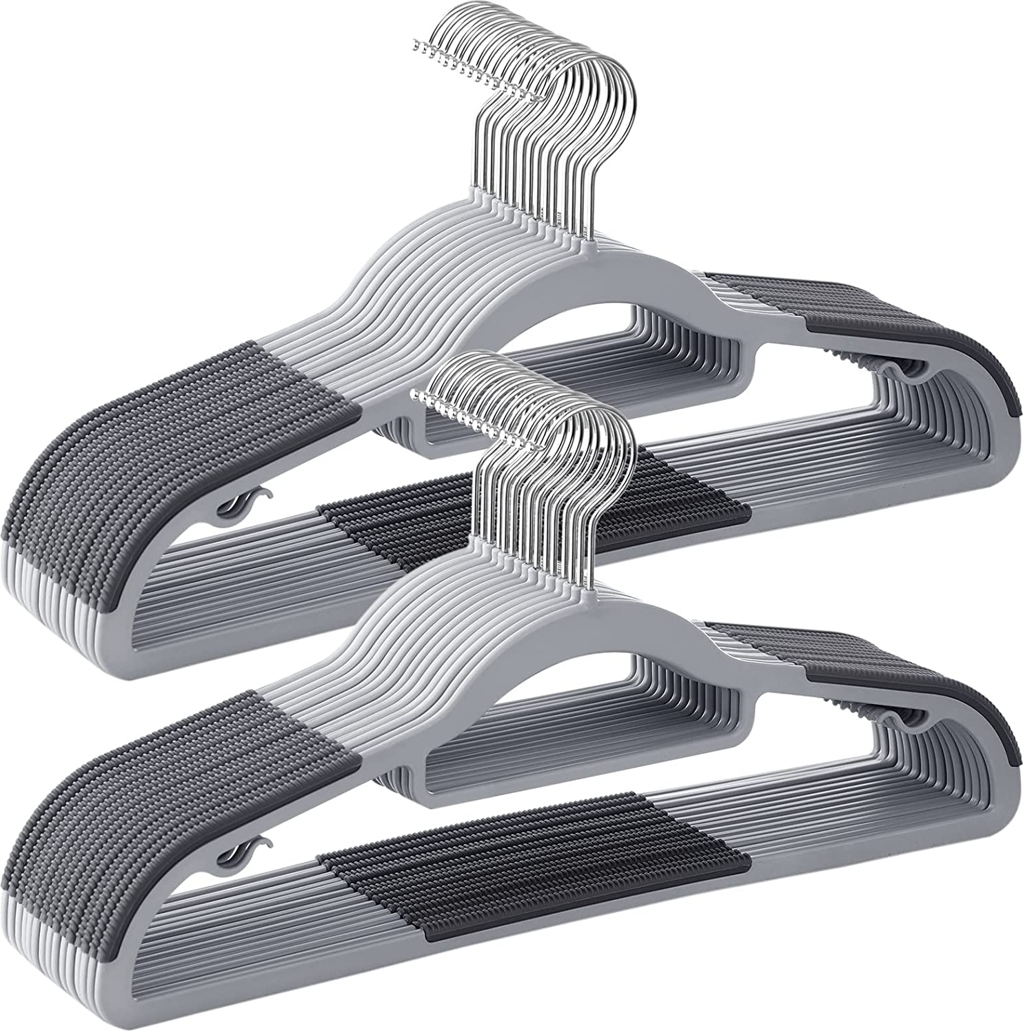 Kleerhanger, kunststof, 42 cm, 30 stuks - Grijs