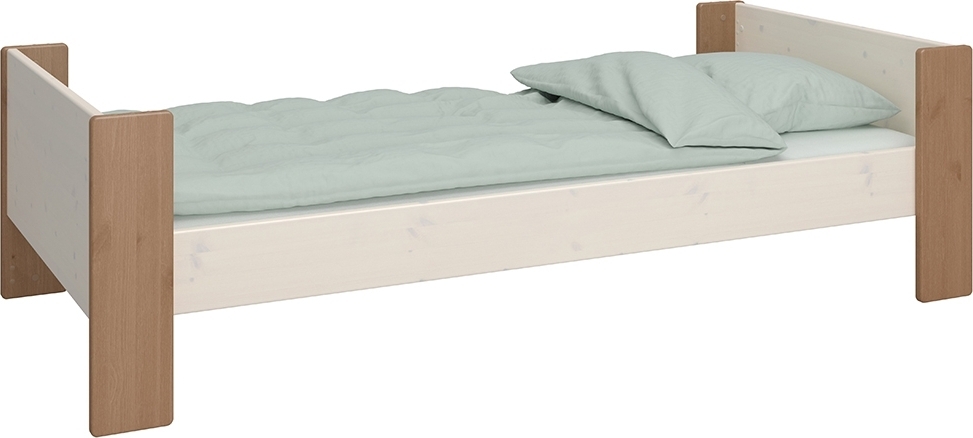 Voor kinderen eenpersoonsbed 90 x 200 cm - Whitewash/grijs/bruin Voor kinderen eenpersoonsbed 90 x 200 cm - Whitewash/grijs/bruin
