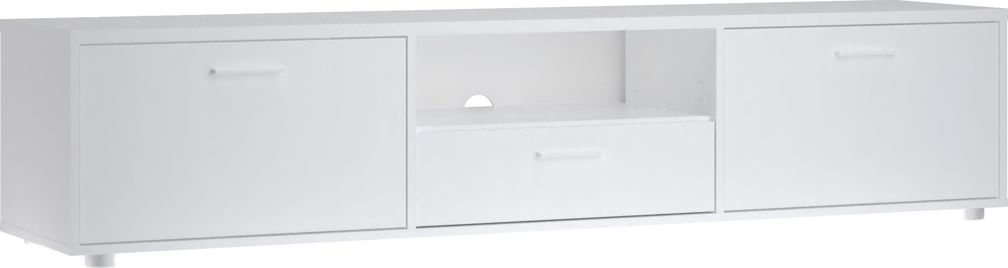 Media bred TV-b�nk med l�dor - Vit