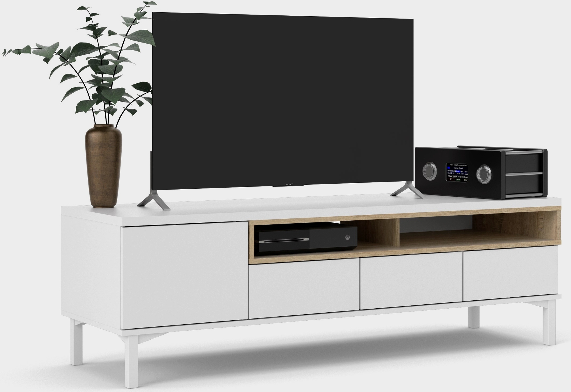 Roomers mediabank - Wit/eiken Roomers mediabank - Wit/eiken