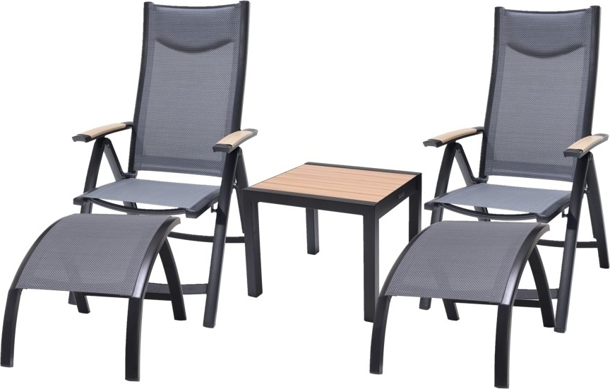 Panama lounge groep 4 - Zwart/teak