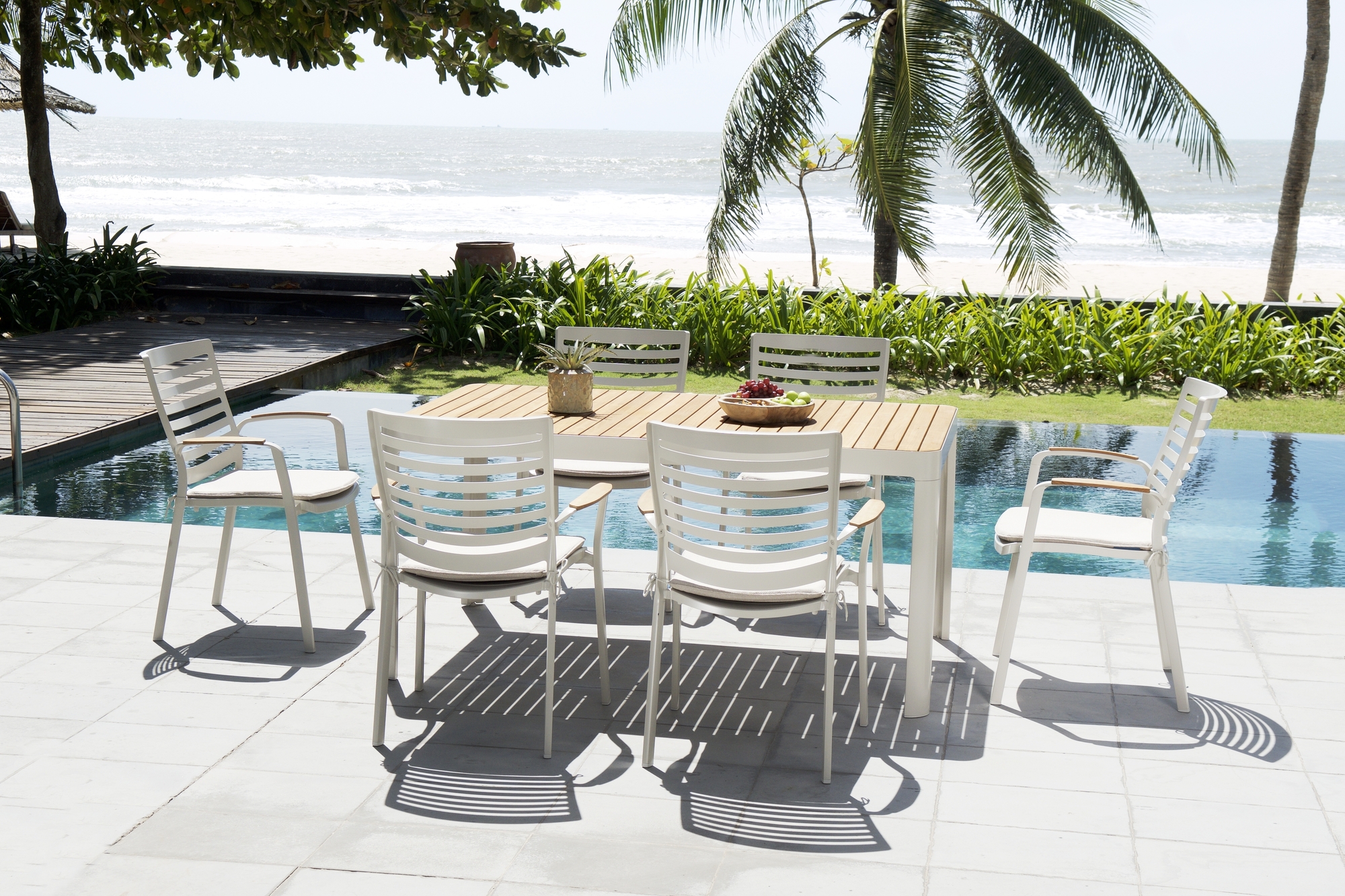 Portals eetgroep 9 - Wit/teak