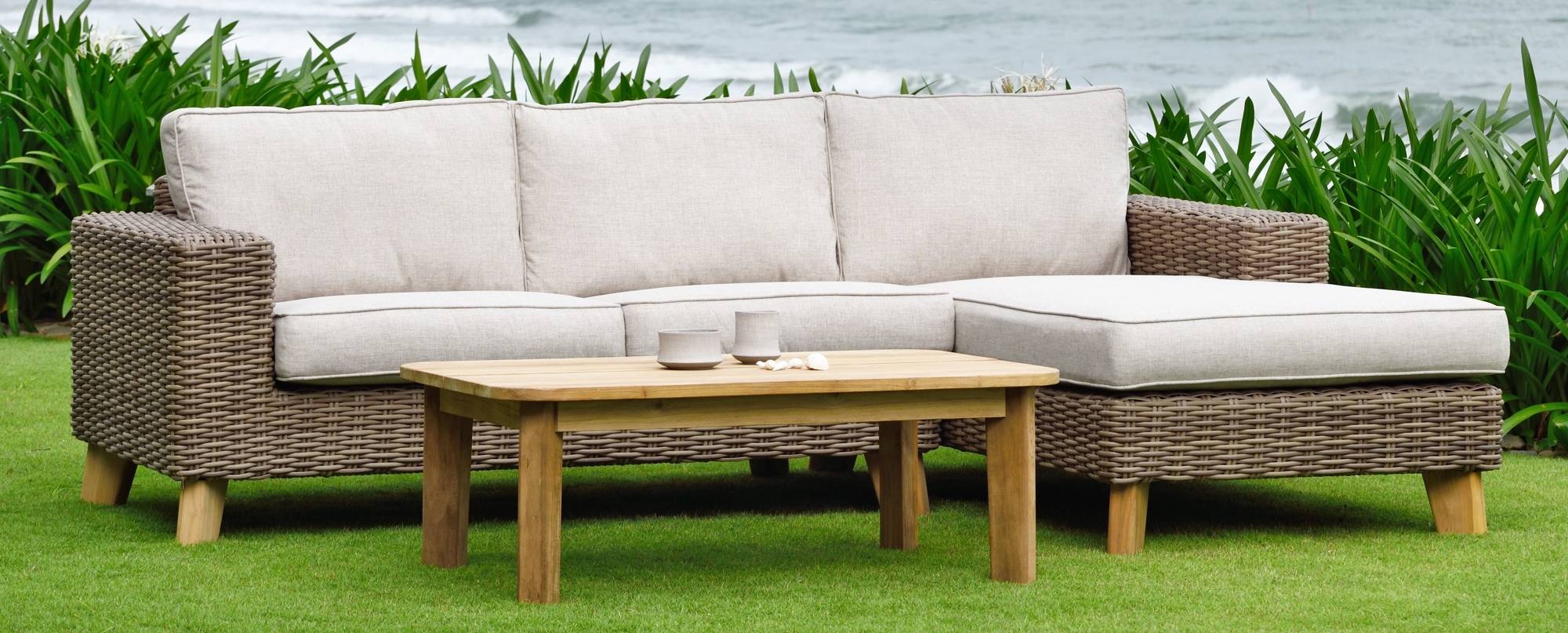 Bahamas loungegrupp - Beige/teak