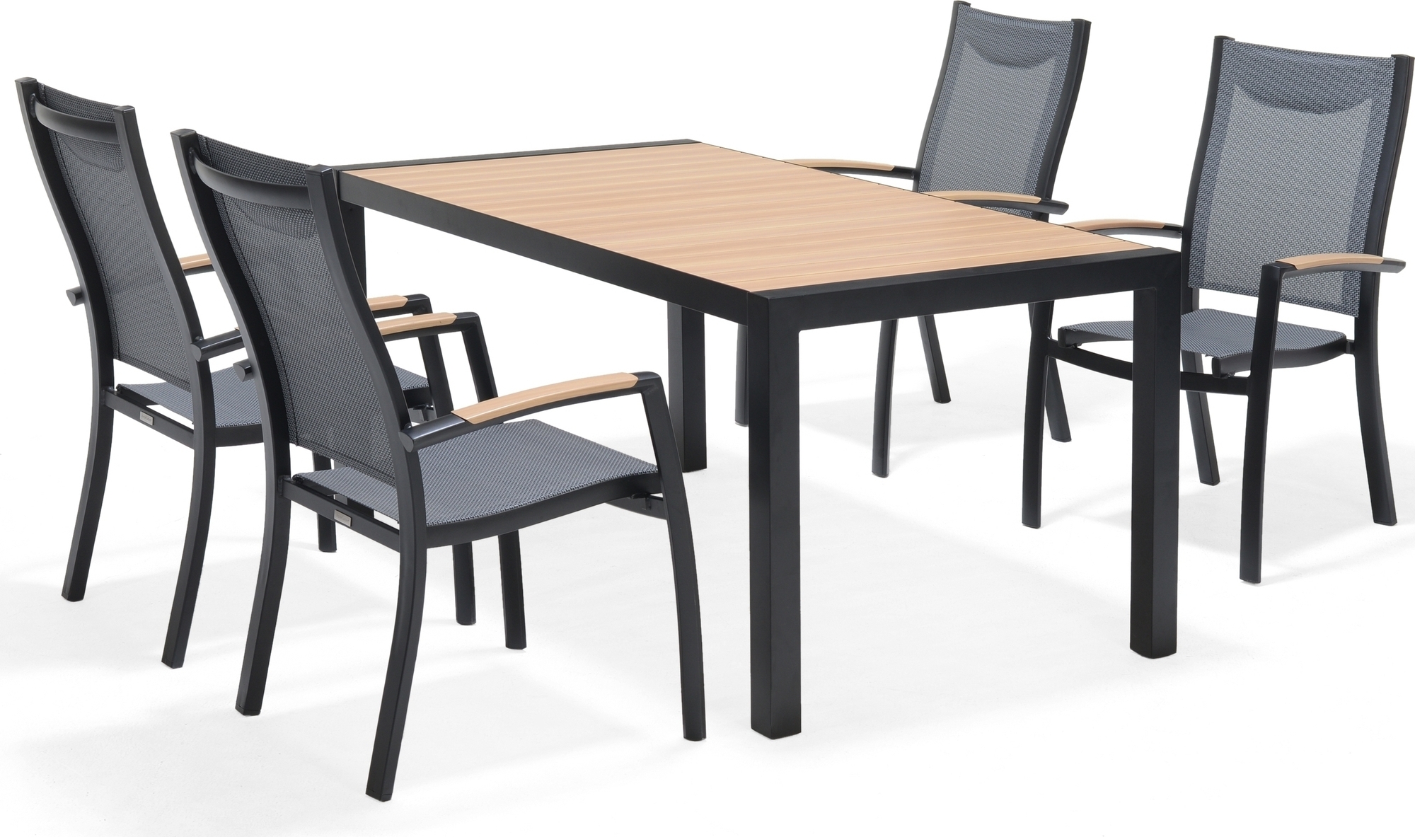 Panama eetgroep 2 - Zwart/teak