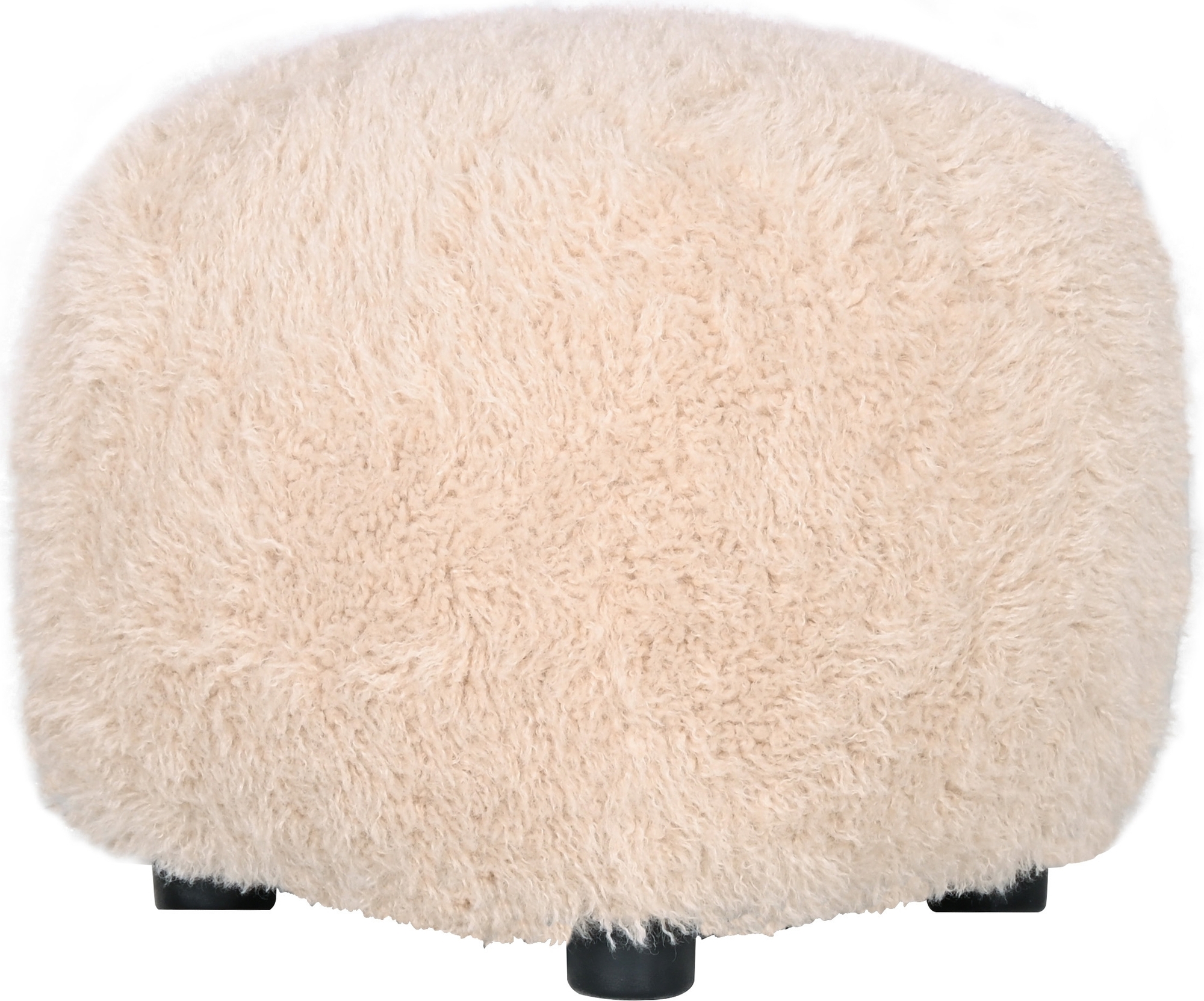 Fluffy sittpuff i beige h�rigt tyg