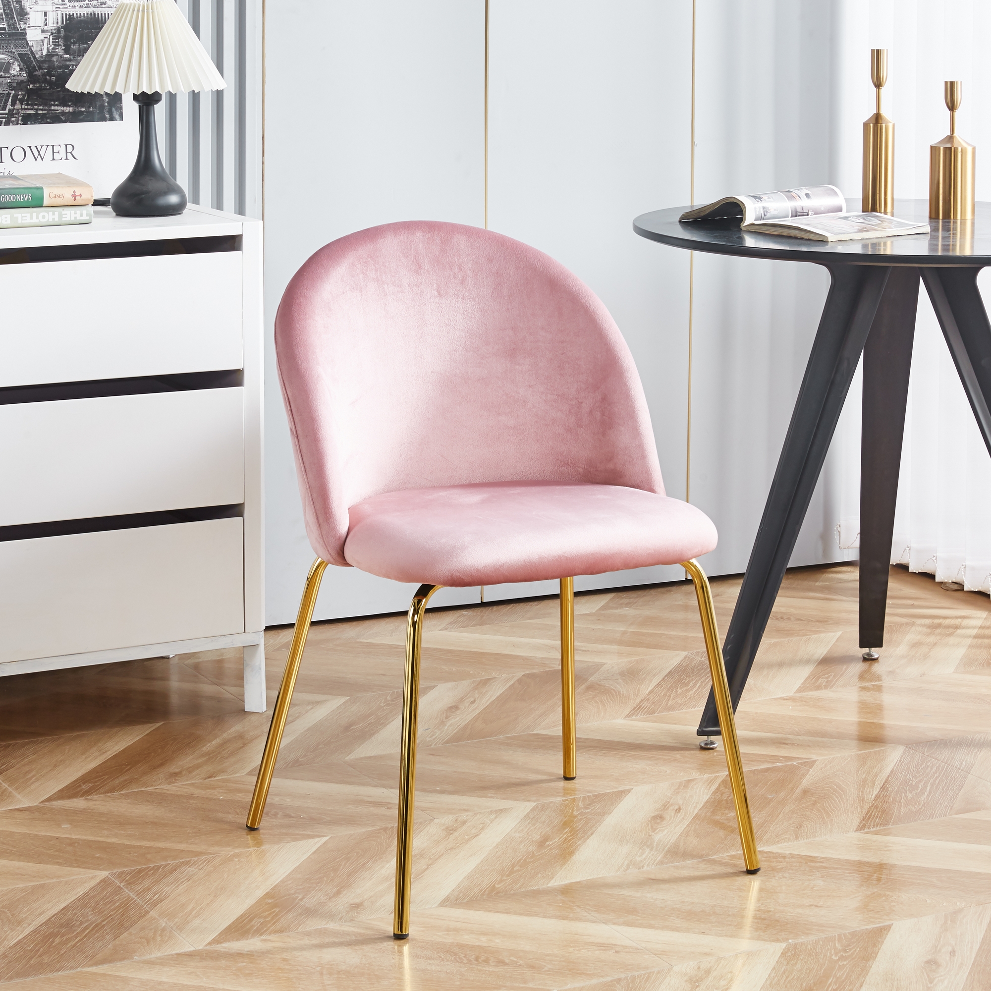 Roze fluwelen stoel - Plaza