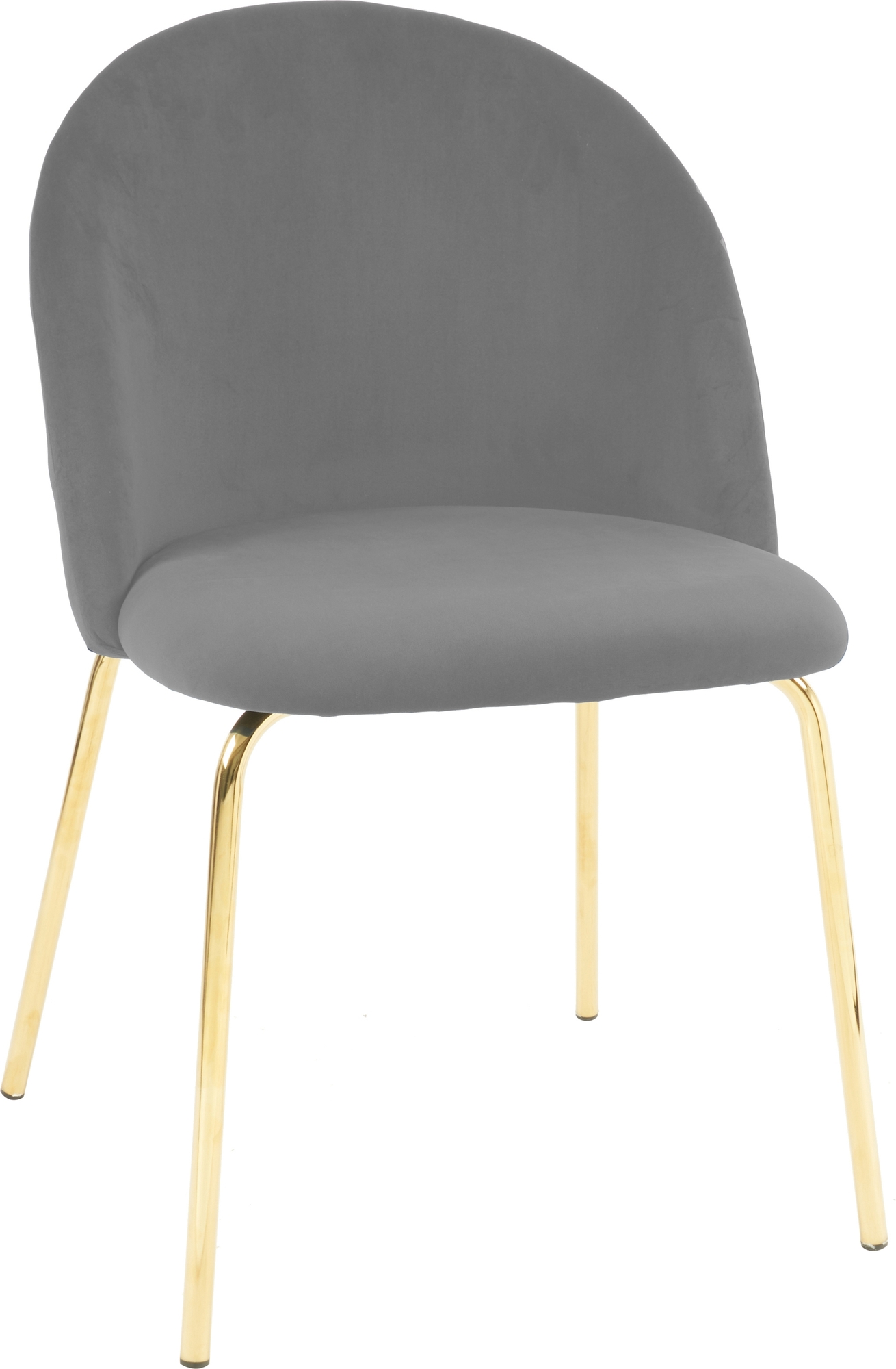 Stoel bekleed met grijs fluweel en poten in messingkleur. + Stoel kussen