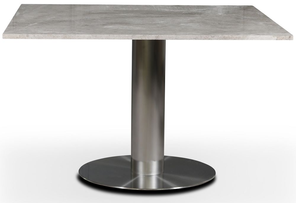 SOHO matbord 120x120 cm - Borstat aluminium / Gr�beige marmor