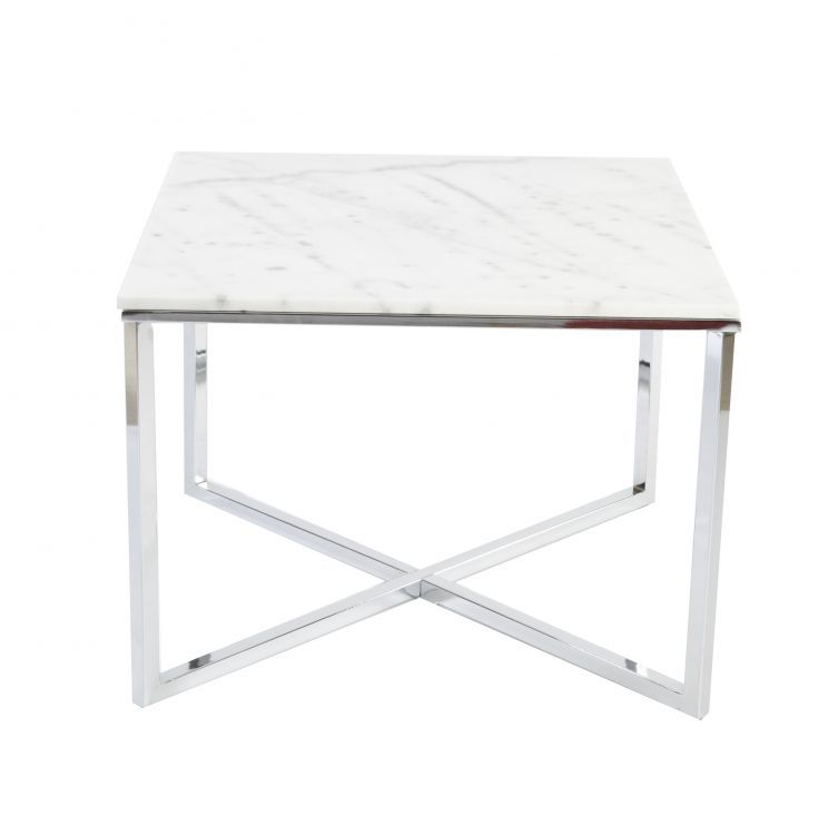 Rimini salontafel 70 cm - Licht marmer/chroom