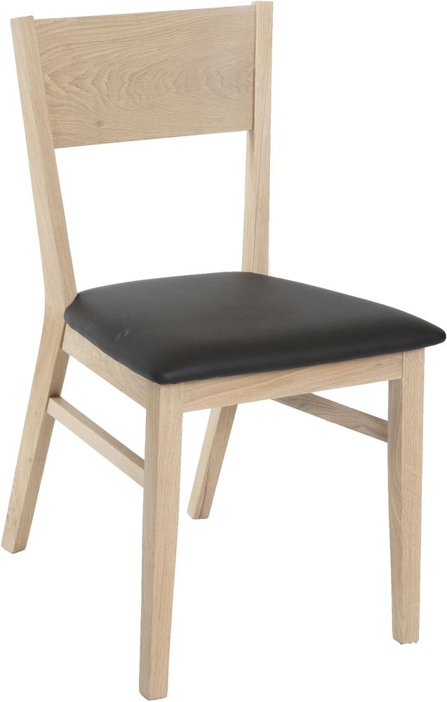 Flen matstol - Vitoljad ek/svart PU