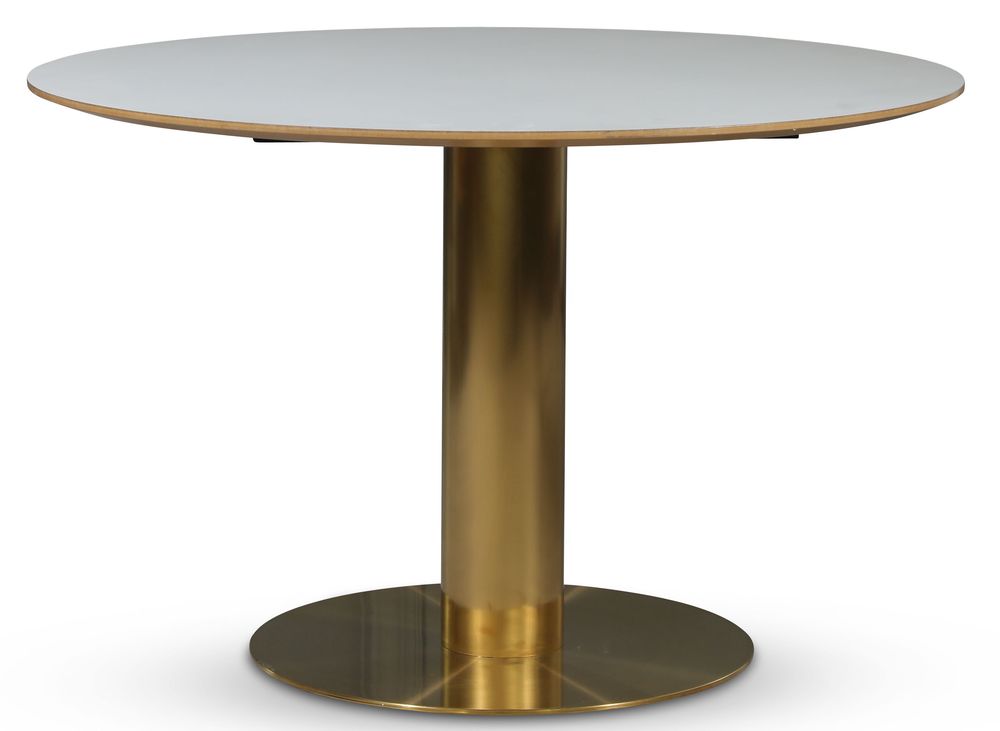 Empire matbord - Vit laminat / Borstad mässing Empire matbord - Vit laminat / Borstad mässing