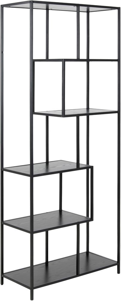 Seaford boekenkast asymmetrisch 77x185 cm - Essen/zwart