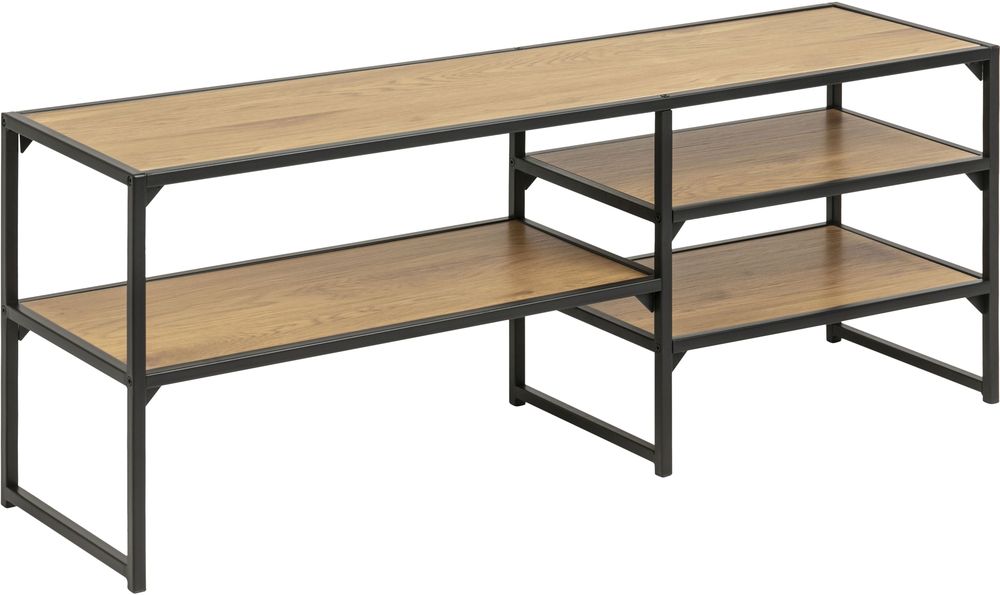 Seaford mediabank 120 cm - Zwart/eiken