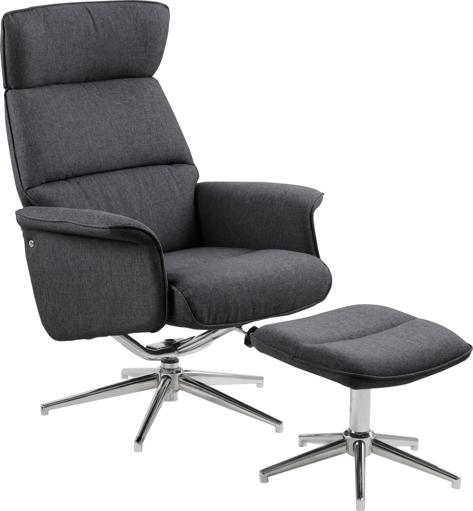 Alura reclinerf�t�lj med fotpall - Gr�/krom