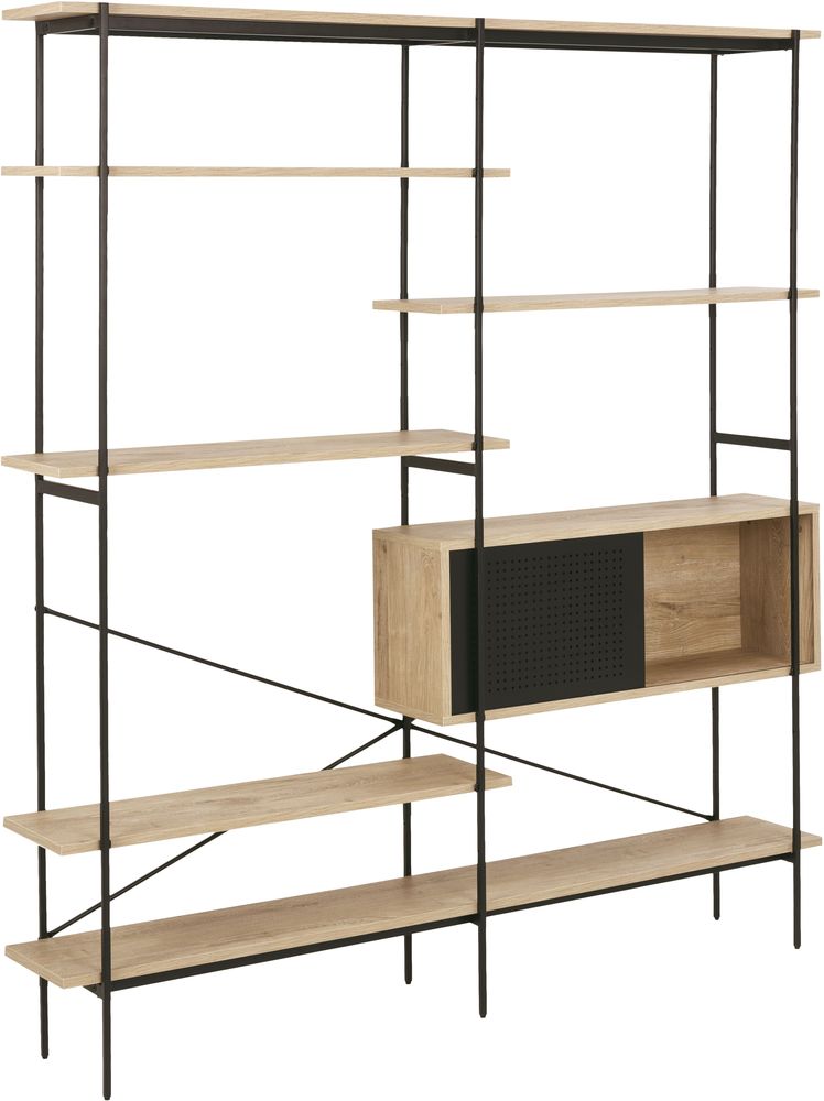 Angus bokhylla 188 cm - Svart/ek