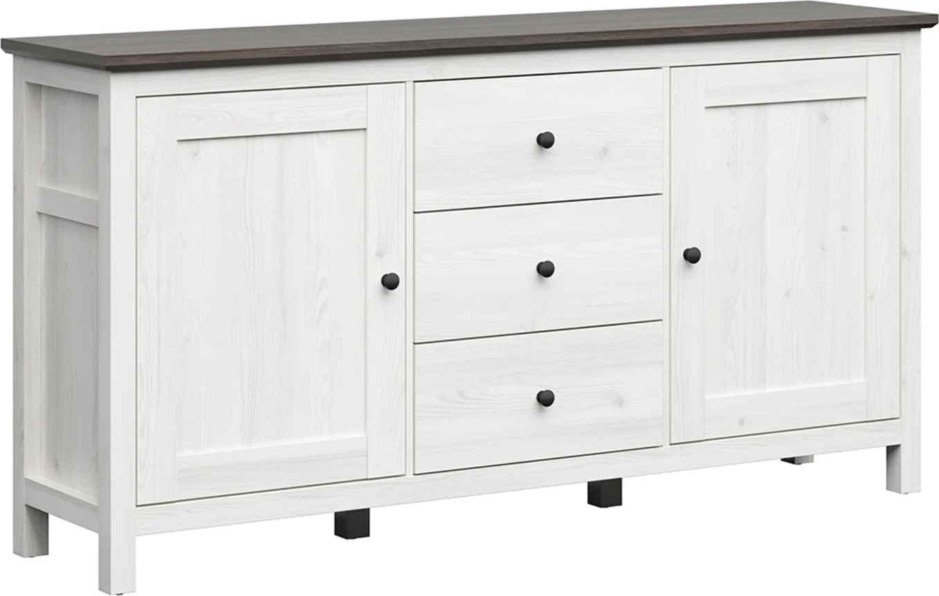 Hesen dressoir 186 cm - Wit/zwart