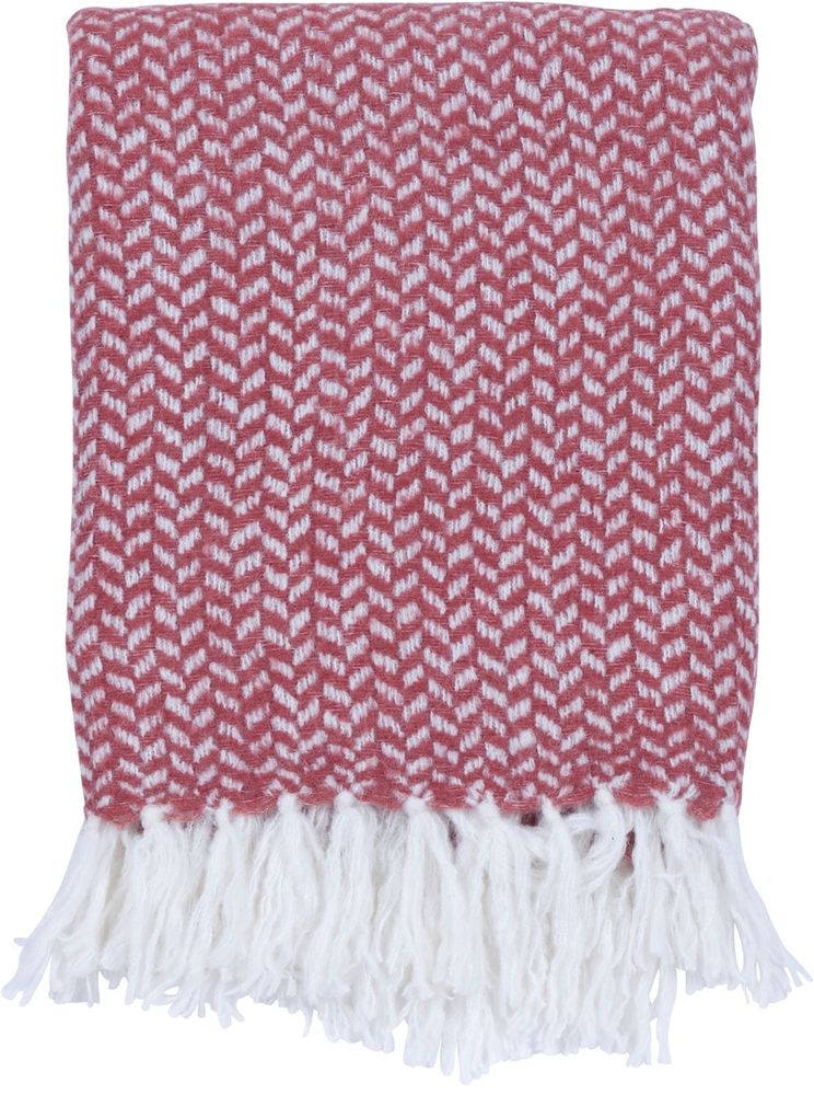 Pl�d Siri 130x170 cm - M�rkrosa/vit