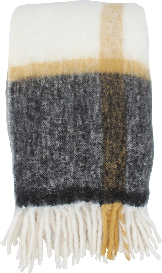 Remi pl�d 130 x 170 cm - Offwhite/Gr�