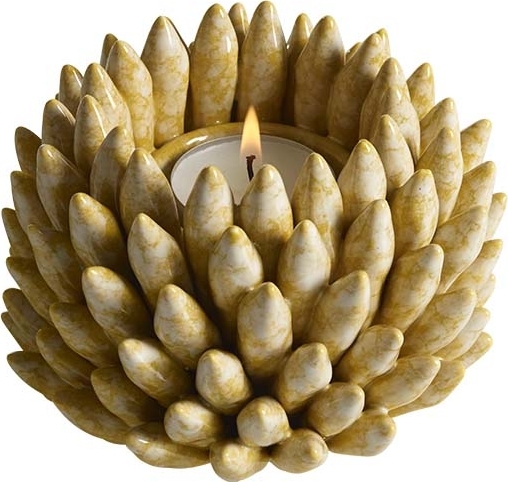 Shelly kaarslantaarn 12 x 12 x 7 cm - Geel