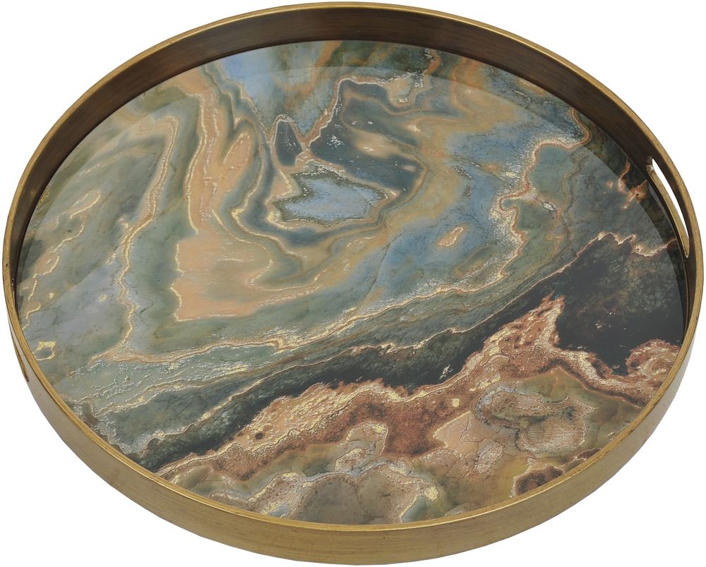 Charmion serveringsbricka - Gr�n/guld