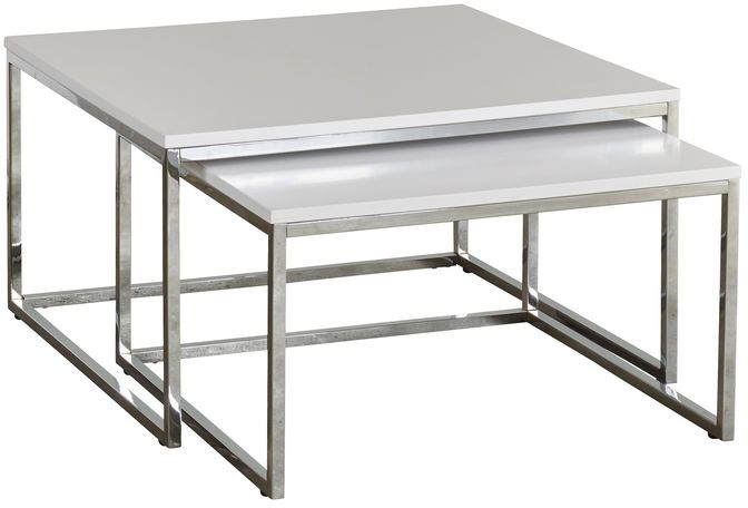 Knivsta soffbord 70 x 70 cm - Vit/krom Knivsta soffbord 70 x 70 cm - Vit/krom