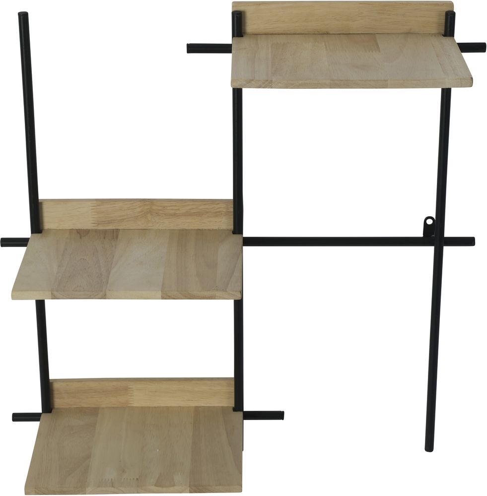 Marlon wandplank 3 planken - Hevea/zwart