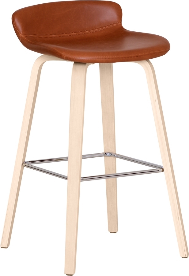 Aki barkruk - Bruin PU/wit gepigmenteerd eiken