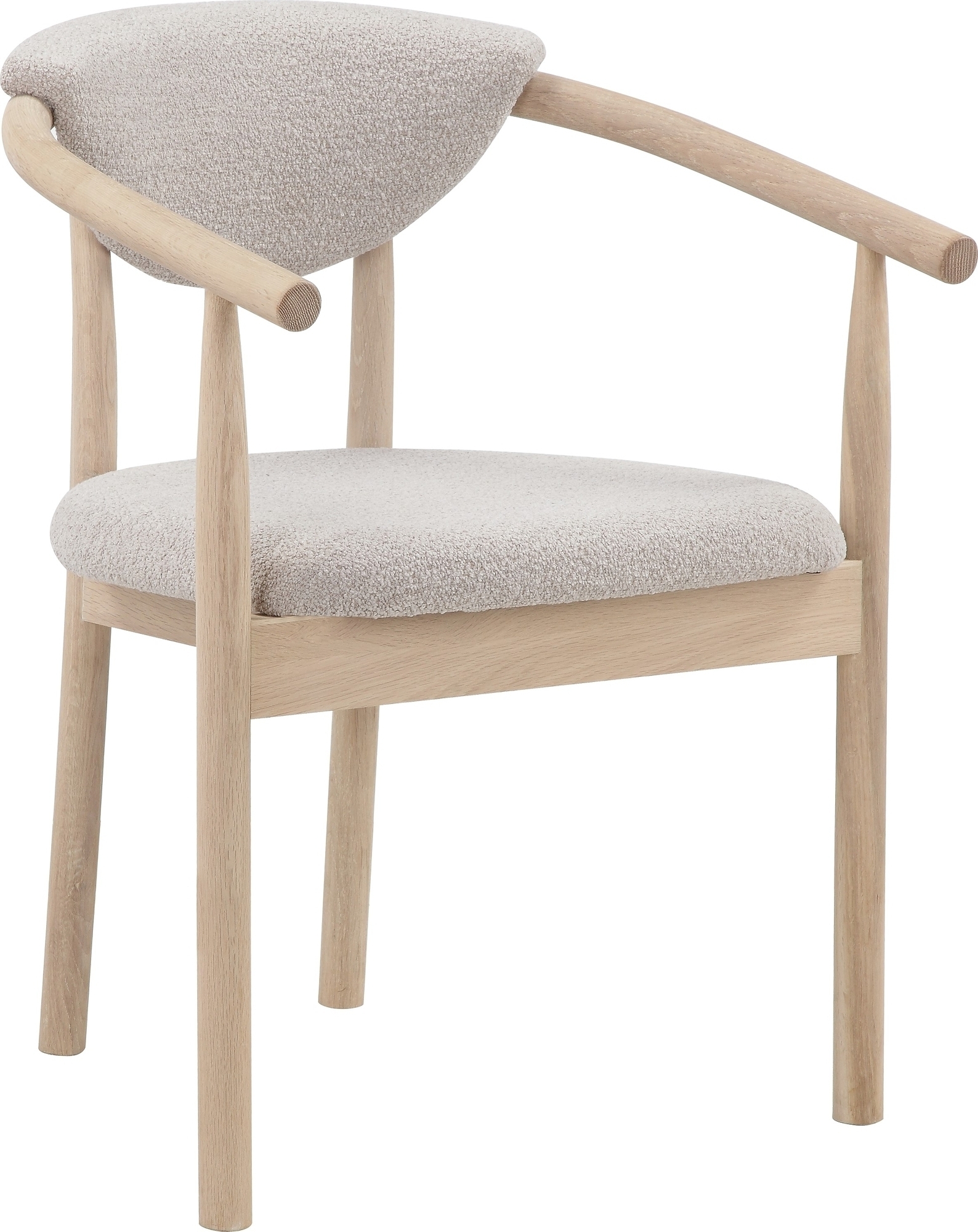 Ryan matstol - Beige boucle/vitpigmenterad ek