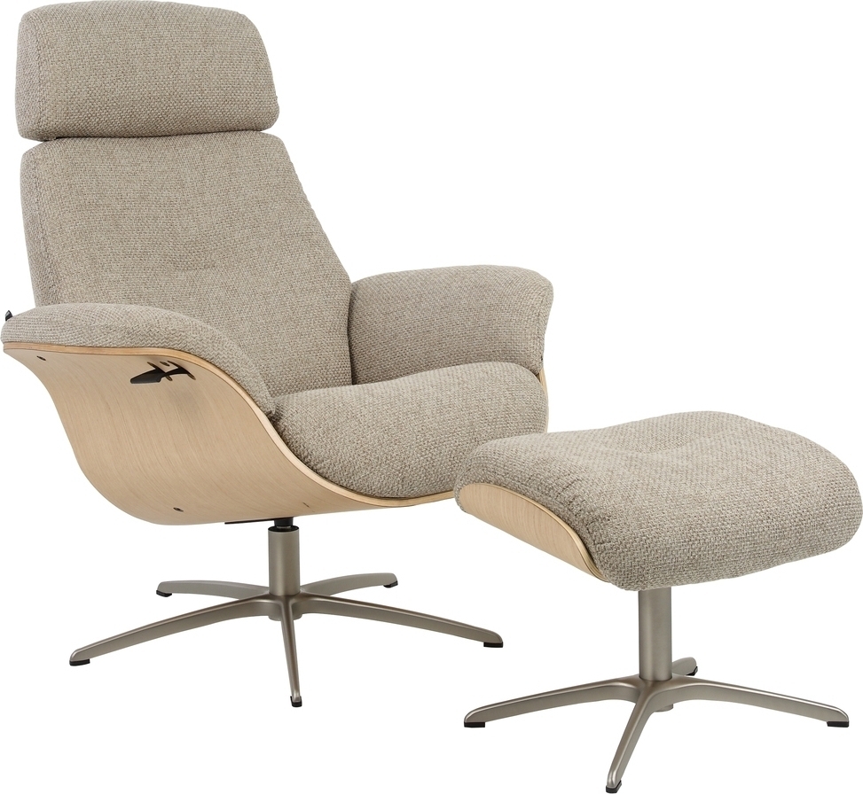 Falcon f�t�lj med fotpall - Beige/vitpigmenterad ek