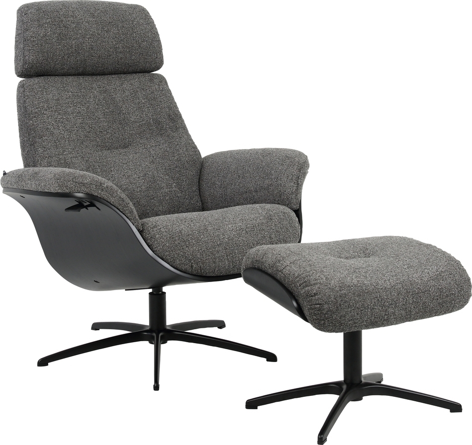 Falcon f�t�lj med fotpall - M�rkgr�/svart